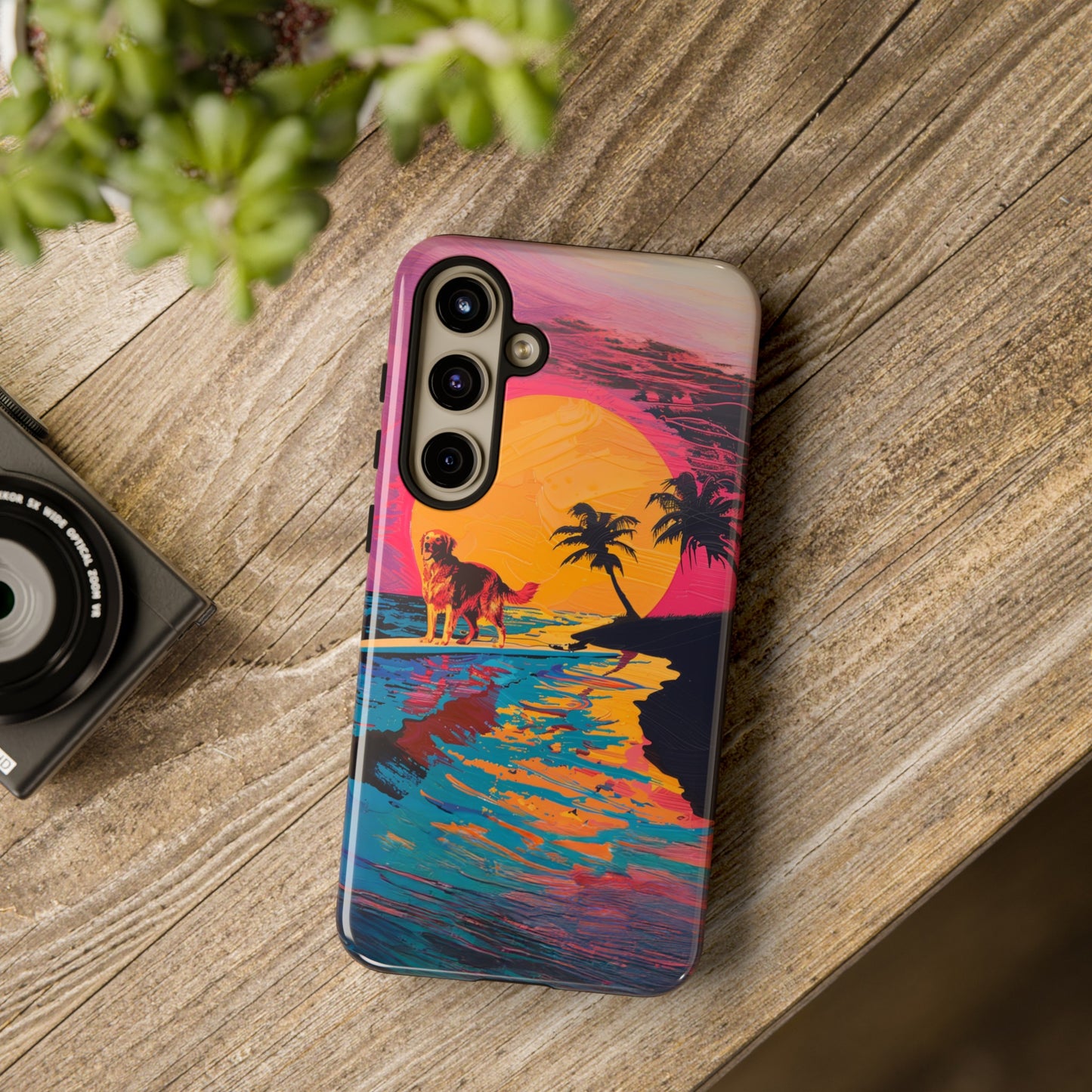 Radiant Sunset Surf: Warhol-Inspired Phone Cover