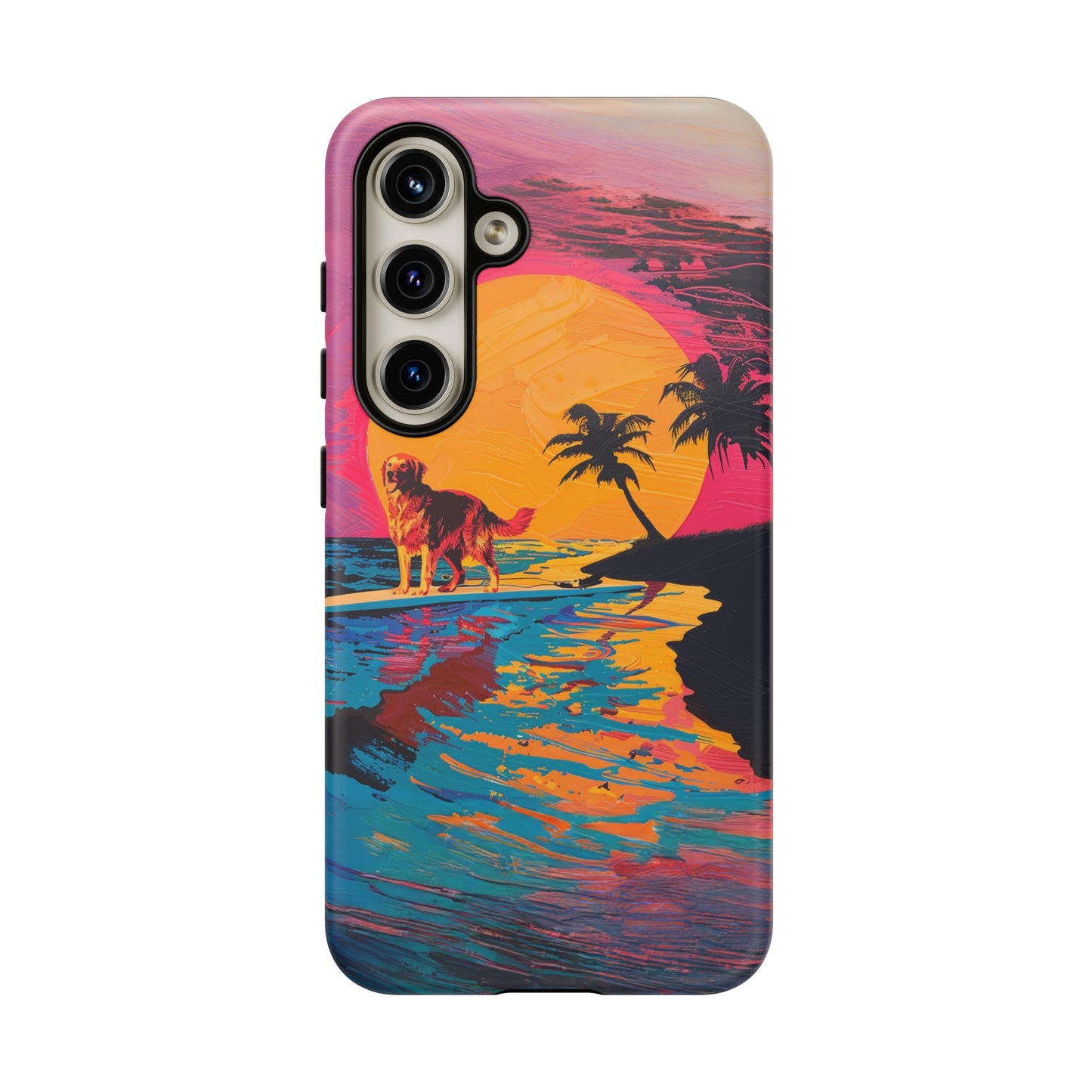 Radiant Sunset Surf: Warhol-Inspired Phone Cover