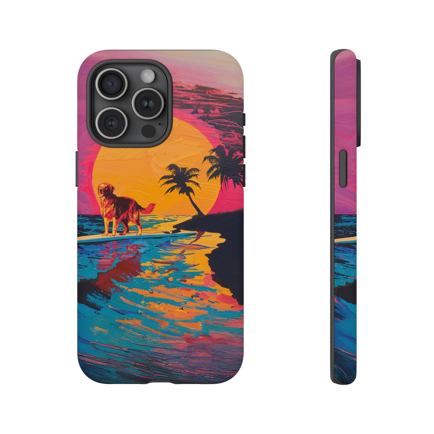 Radiant Sunset Surf: Warhol-Inspired Phone Cover