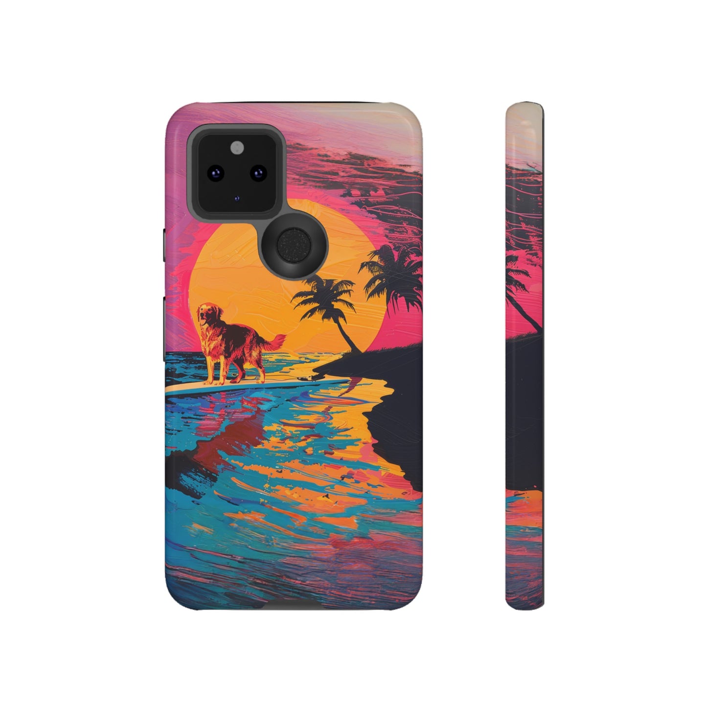 Radiant Sunset Surf: Warhol-Inspired Phone Cover