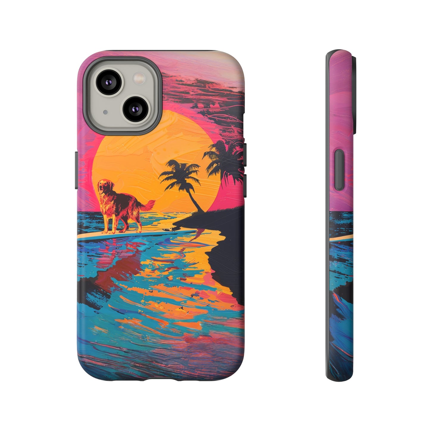 Radiant Sunset Surf: Warhol-Inspired Phone Cover