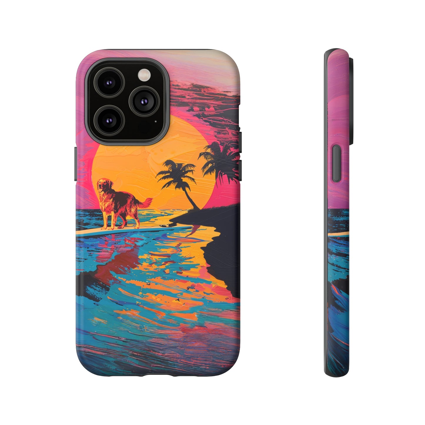 Radiant Sunset Surf: Warhol-Inspired Phone Cover