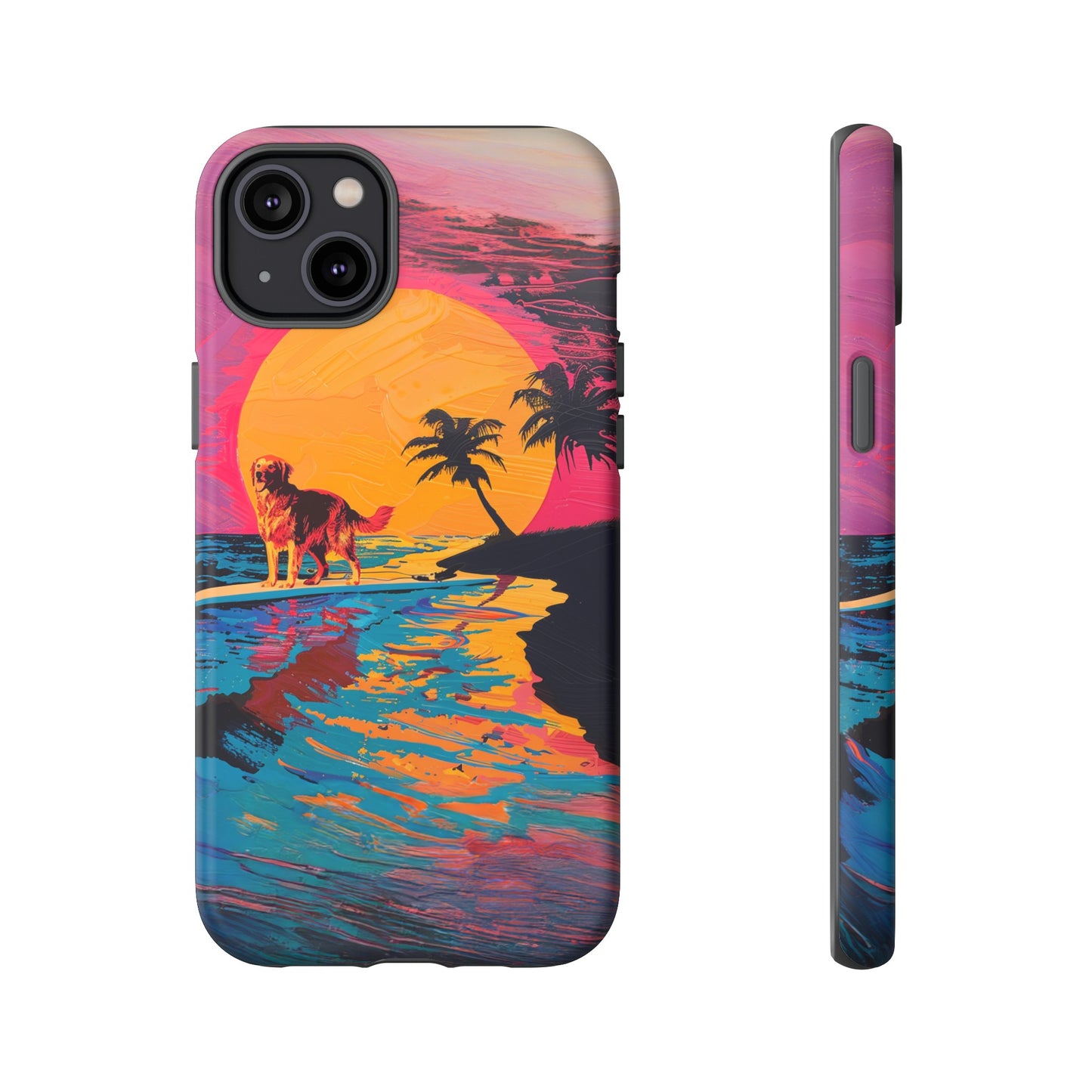 Radiant Sunset Surf: Warhol-Inspired Phone Cover