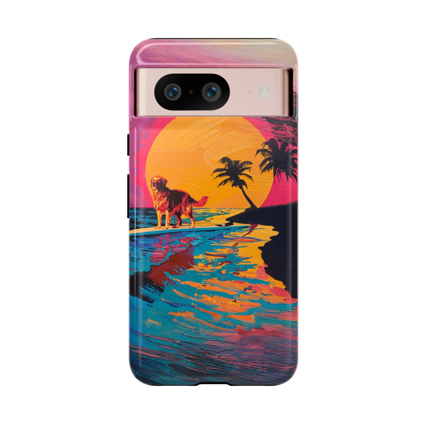 Radiant Sunset Surf: Warhol-Inspired Phone Cover