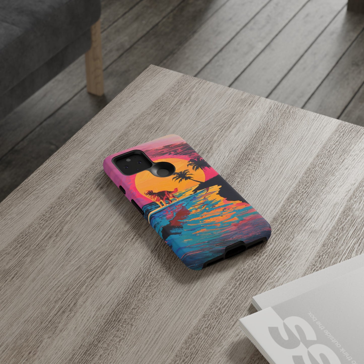 Radiant Sunset Surf: Warhol-Inspired Phone Cover