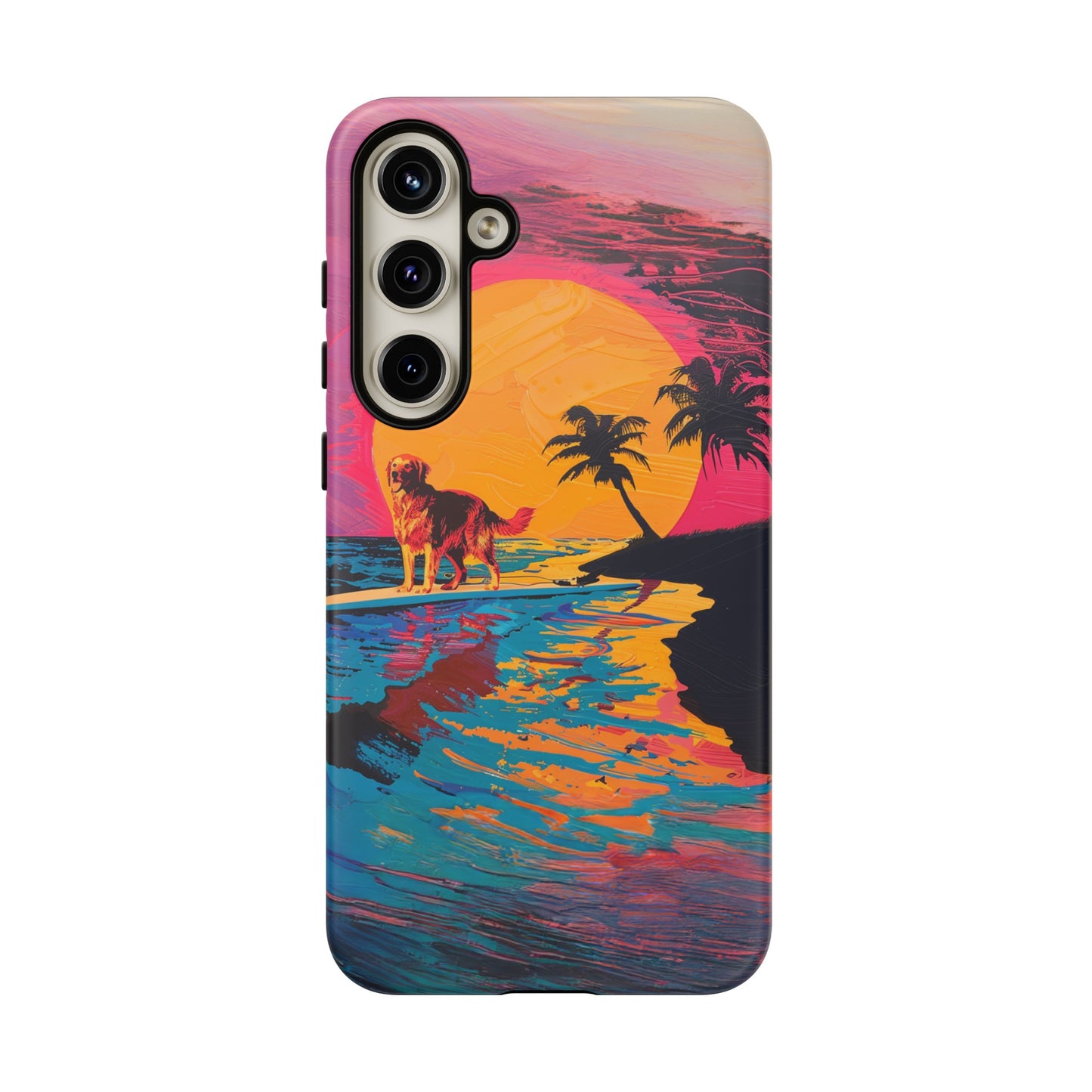 Radiant Sunset Surf: Warhol-Inspired Phone Cover