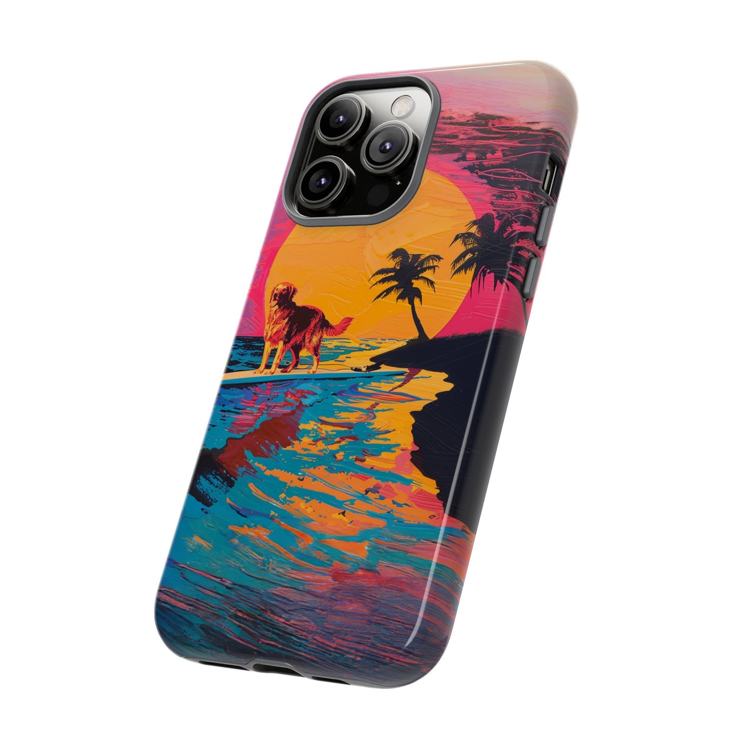 Radiant Sunset Surf: Warhol-Inspired Phone Cover