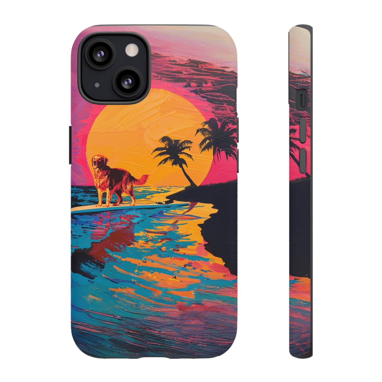 Radiant Sunset Surf: Warhol-Inspired Phone Cover