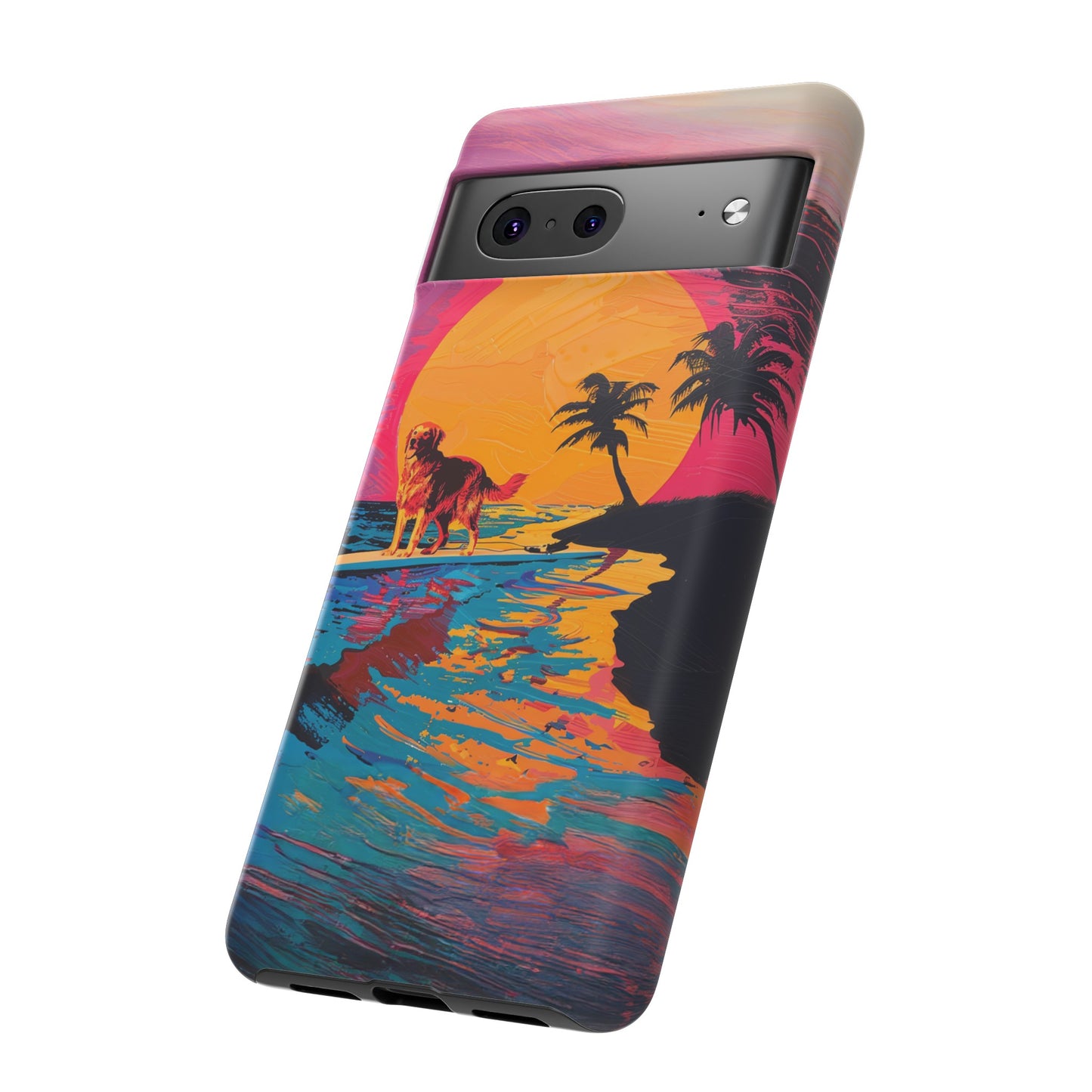 Radiant Sunset Surf: Warhol-Inspired Phone Cover