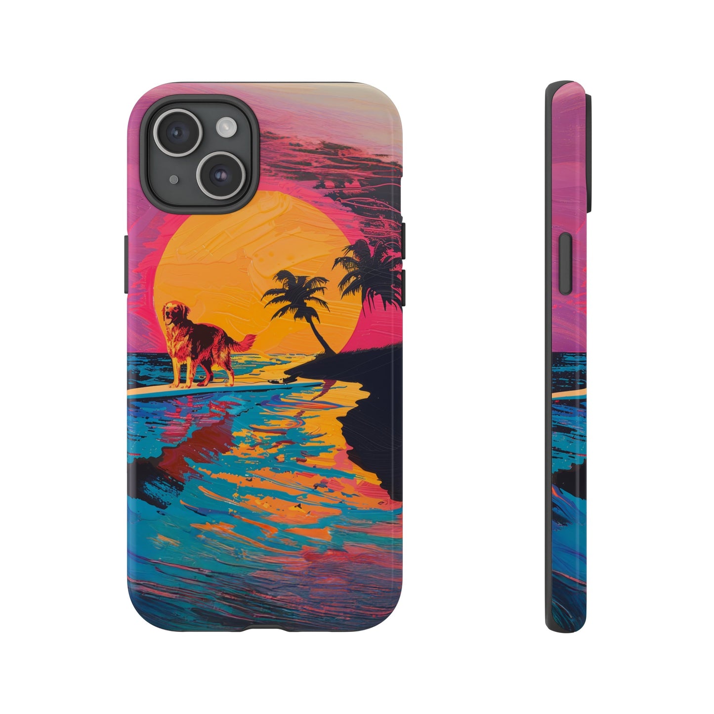 Radiant Sunset Surf: Warhol-Inspired Phone Cover