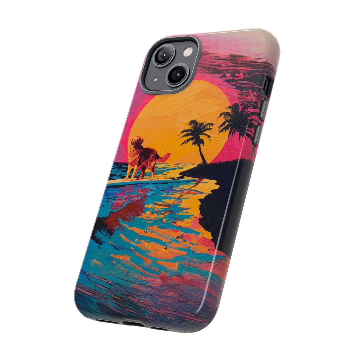 Radiant Sunset Surf: Warhol-Inspired Phone Cover