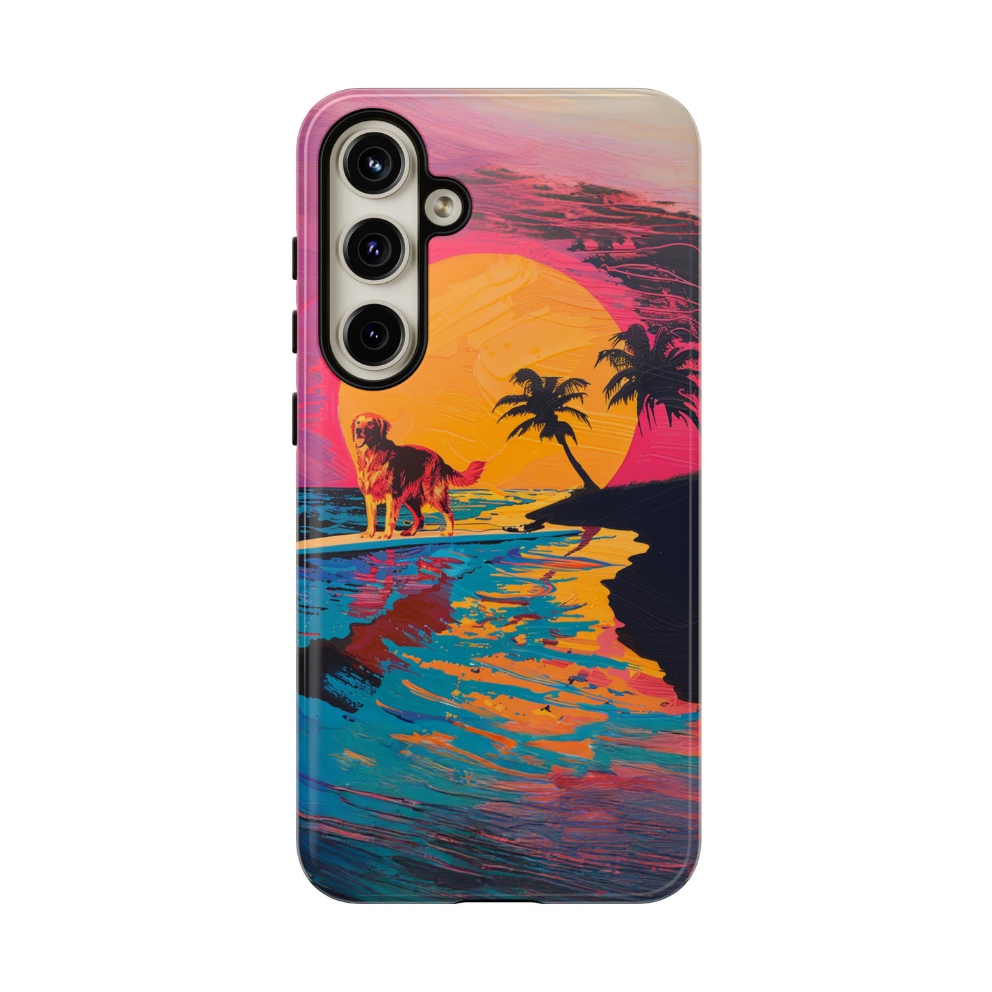 Radiant Sunset Surf: Warhol-Inspired Phone Cover