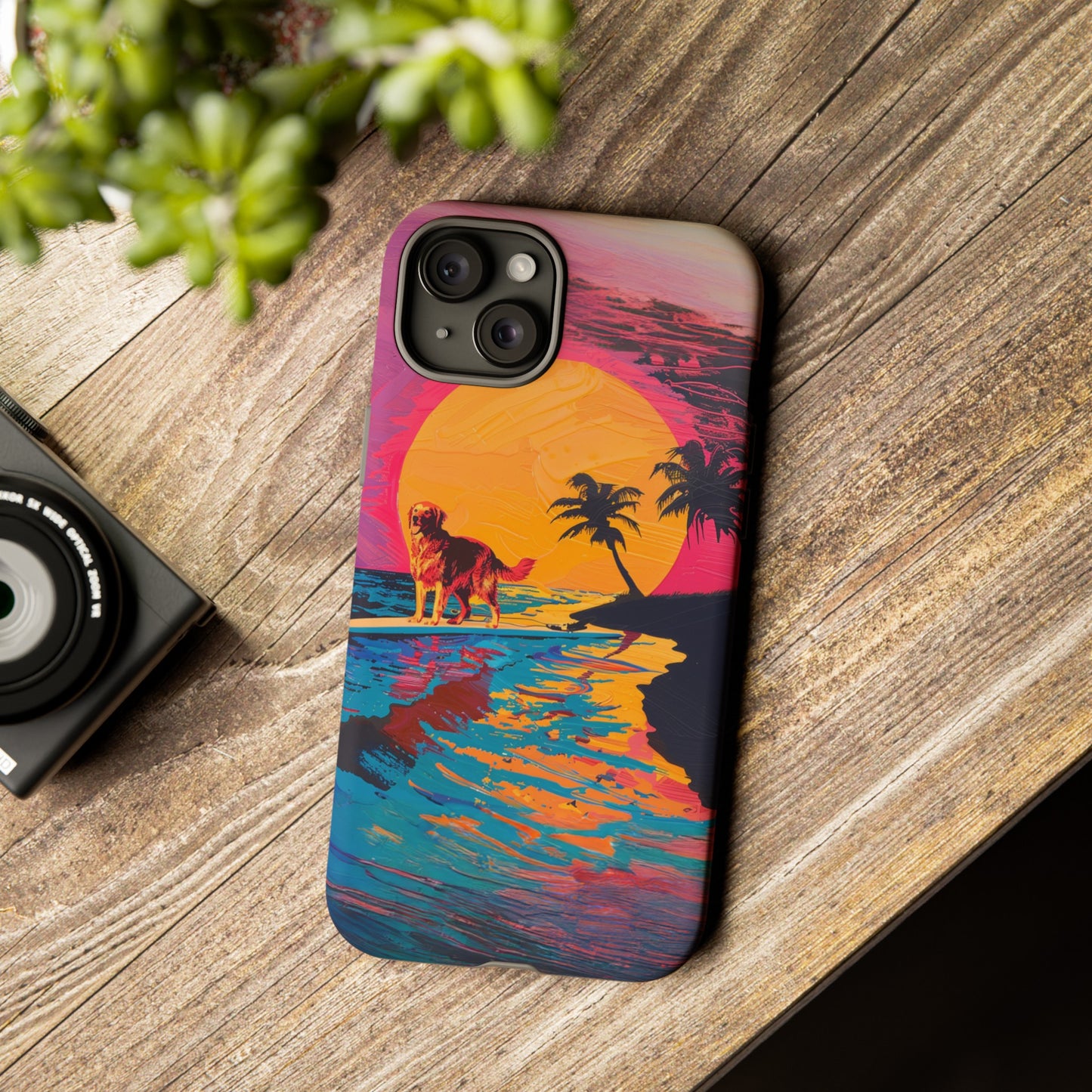 Radiant Sunset Surf: Warhol-Inspired Phone Cover