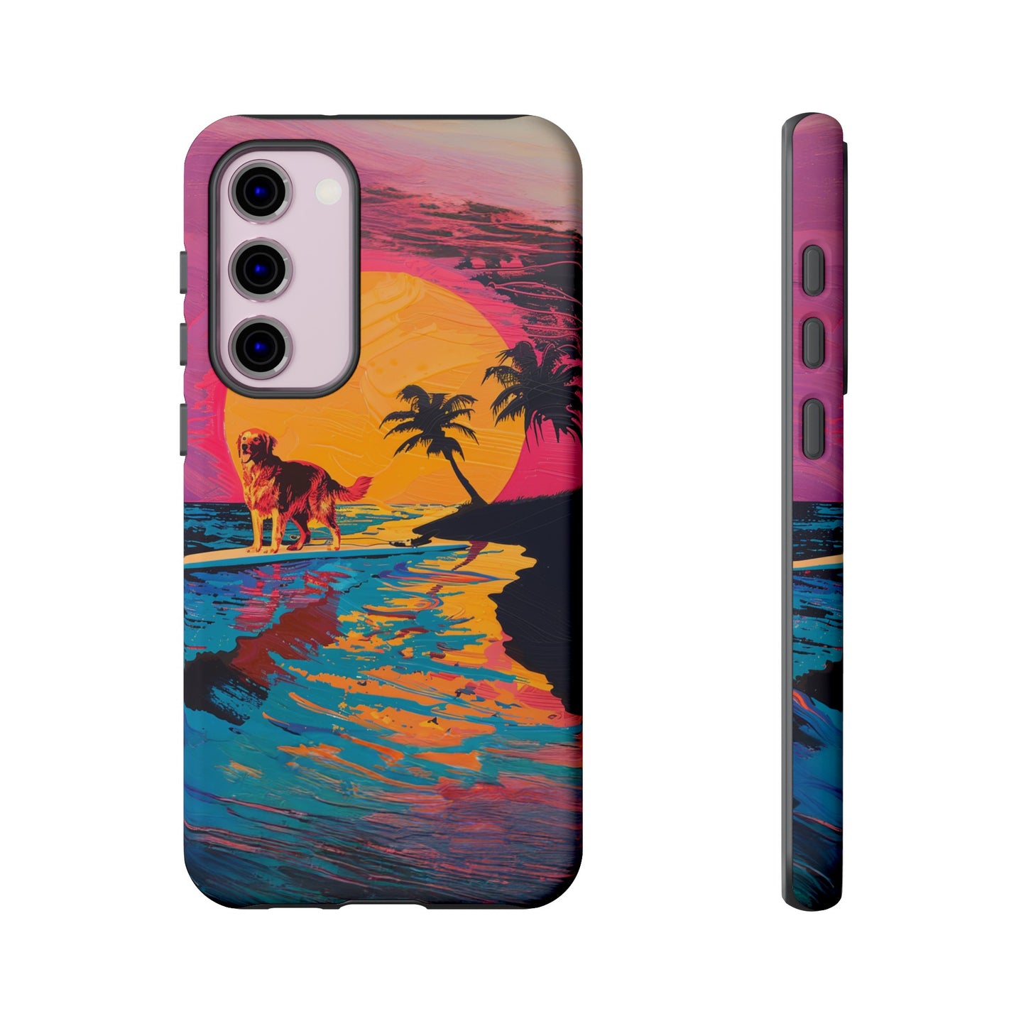 Radiant Sunset Surf: Warhol-Inspired Phone Cover