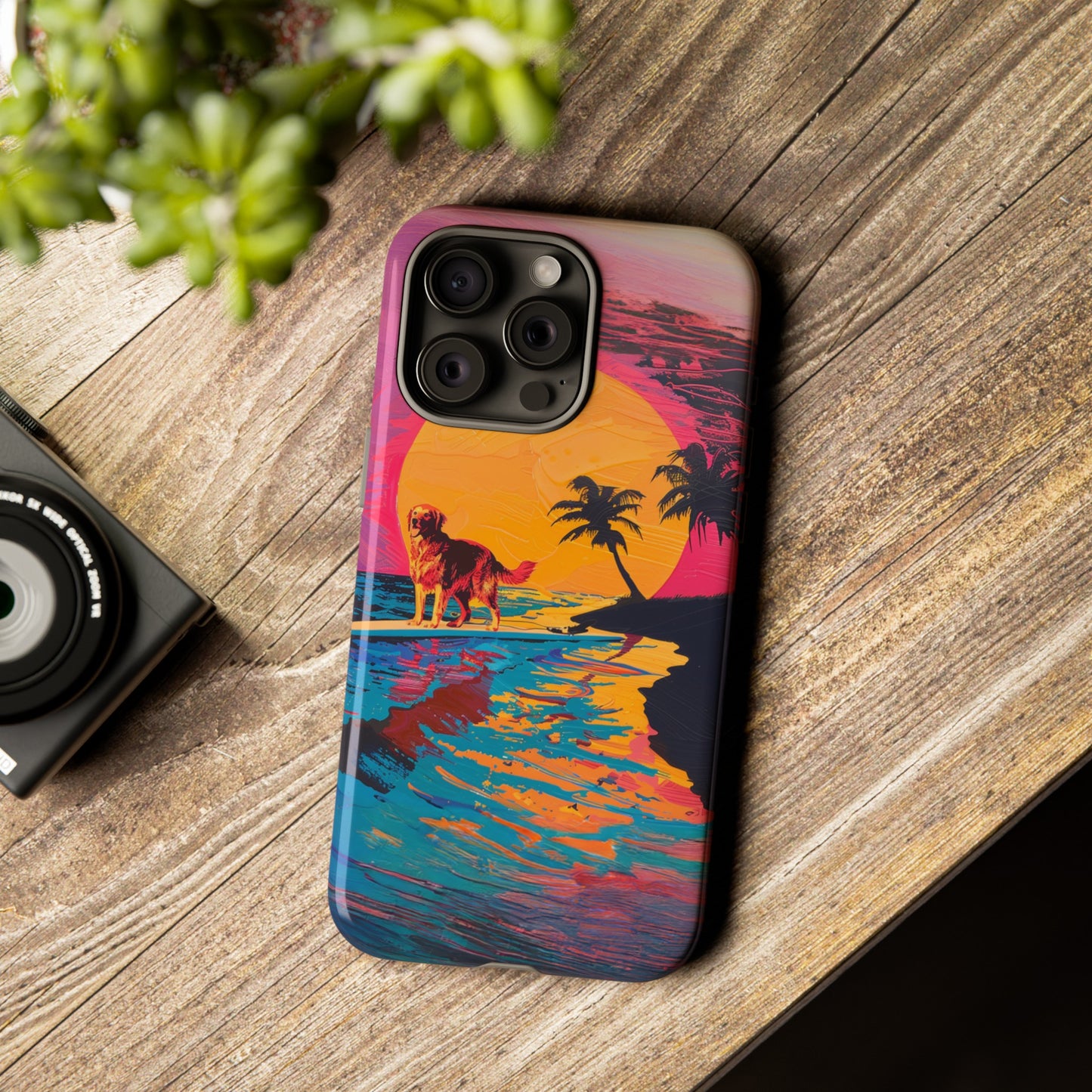 Radiant Sunset Surf: Warhol-Inspired Phone Cover