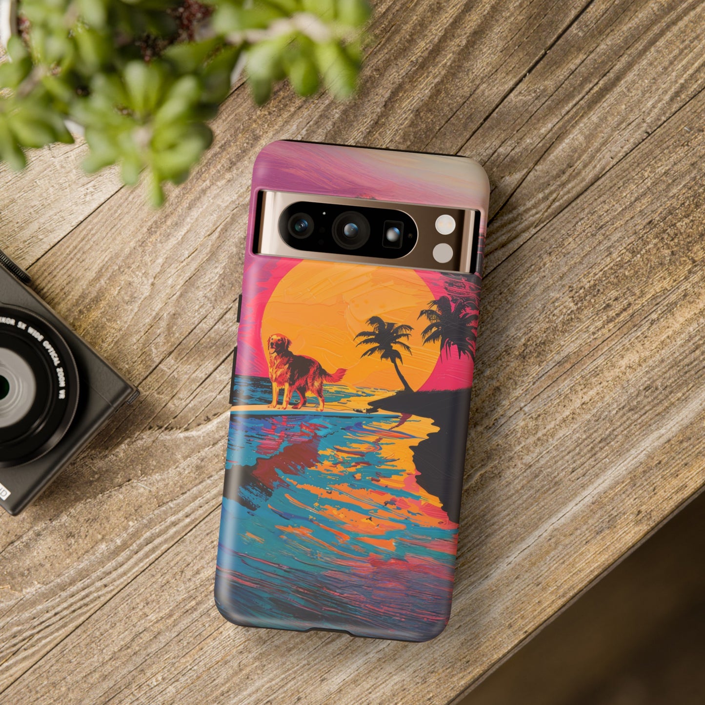 Radiant Sunset Surf: Warhol-Inspired Phone Cover