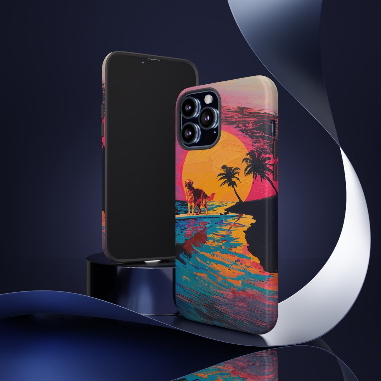 Radiant Sunset Surf: Warhol-Inspired Phone Cover