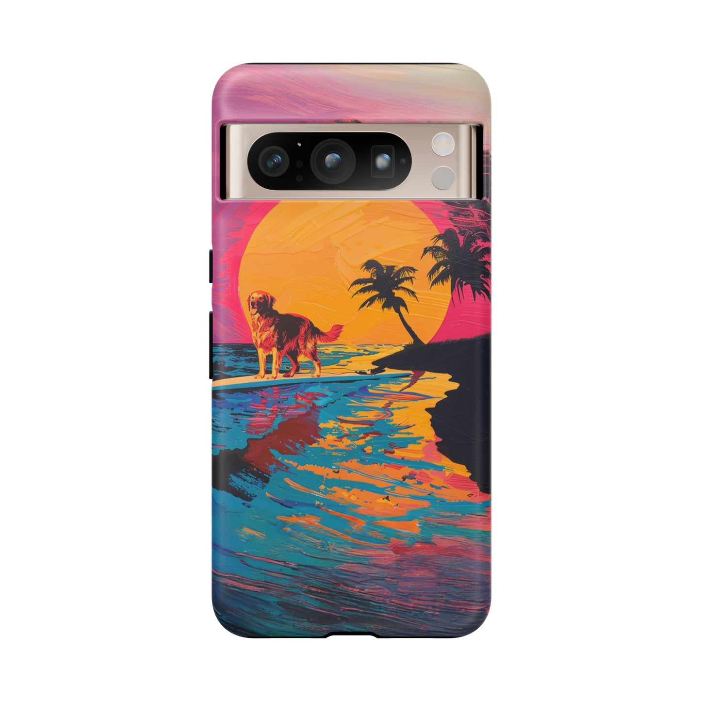 Radiant Sunset Surf: Warhol-Inspired Phone Cover