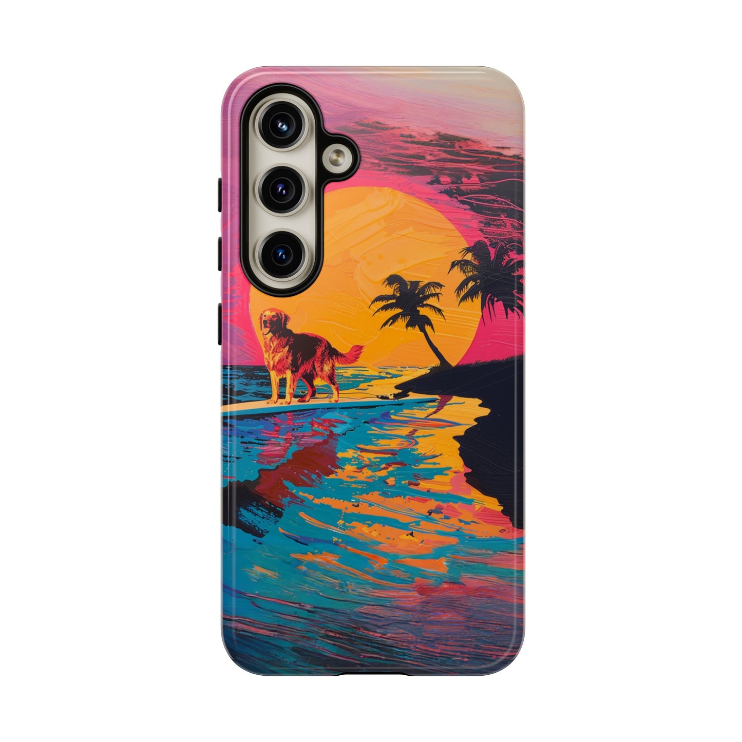 Radiant Sunset Surf: Warhol-Inspired Phone Cover