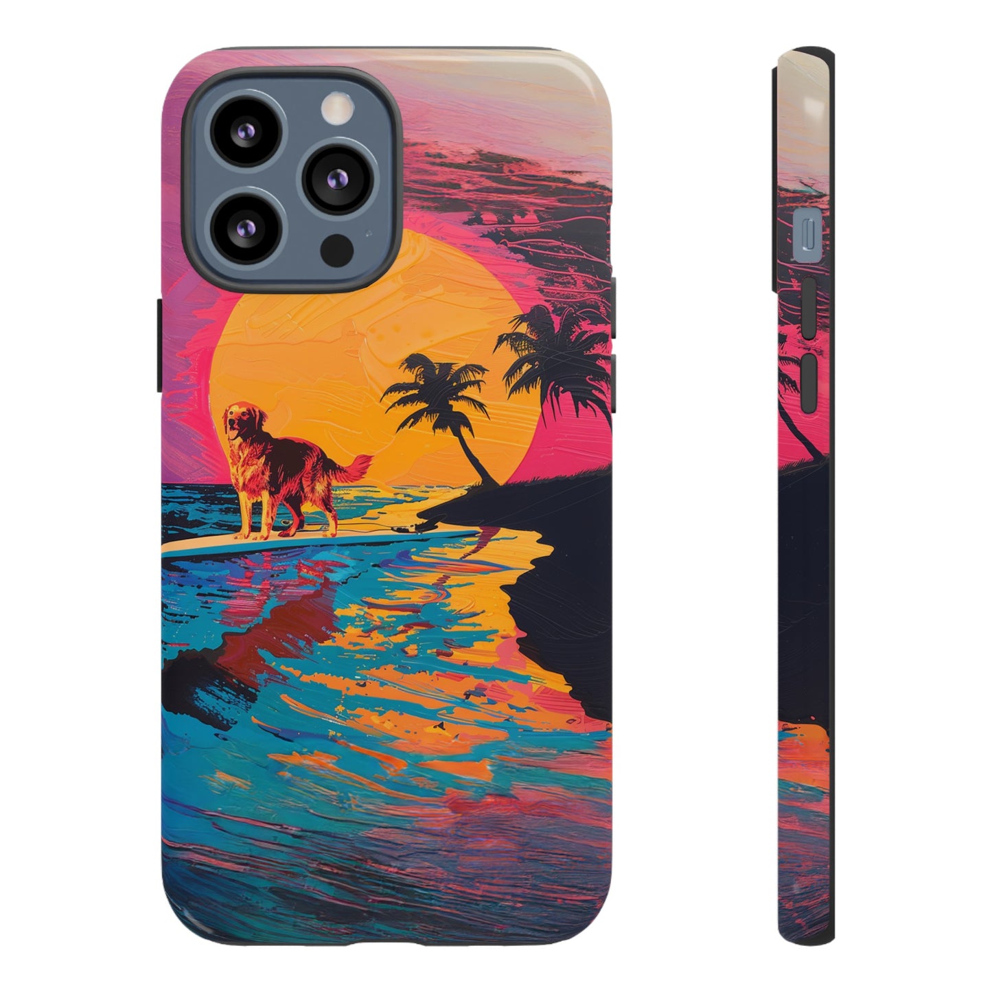 Radiant Sunset Surf: Warhol-Inspired Phone Cover