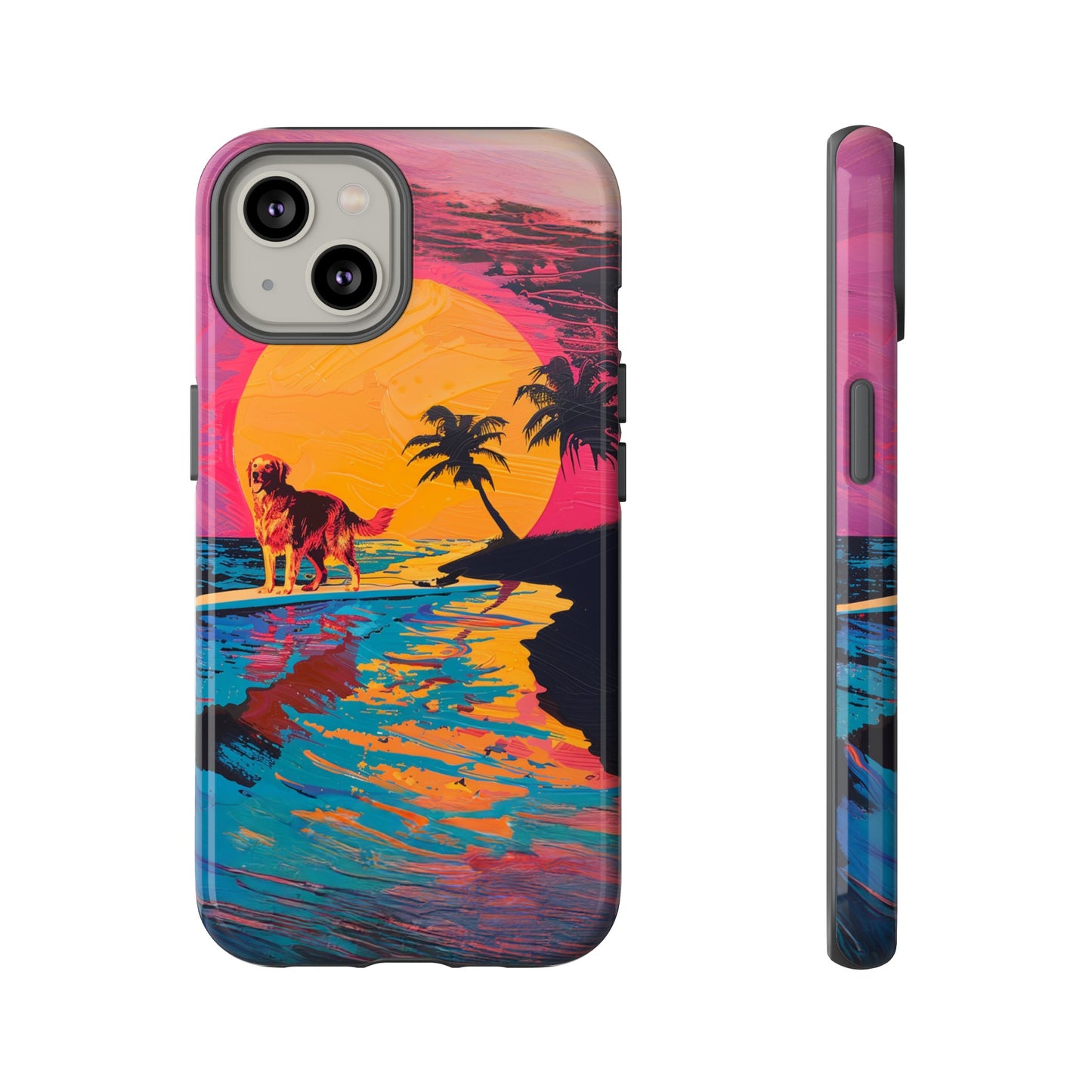 Radiant Sunset Surf: Warhol-Inspired Phone Cover